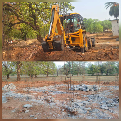 घटिया निर्माणाधीन स्कूल भवन की नीव को तोड़ा गया जेसीबी से घटिया निर्माणाधीन स्कूल भवन की नीव को तोड़ा गया जेसीबी से